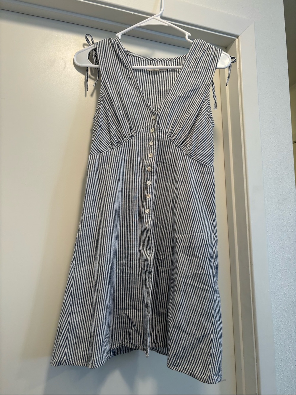 The Normal Brand Navy & White Striped Button-Front Dress